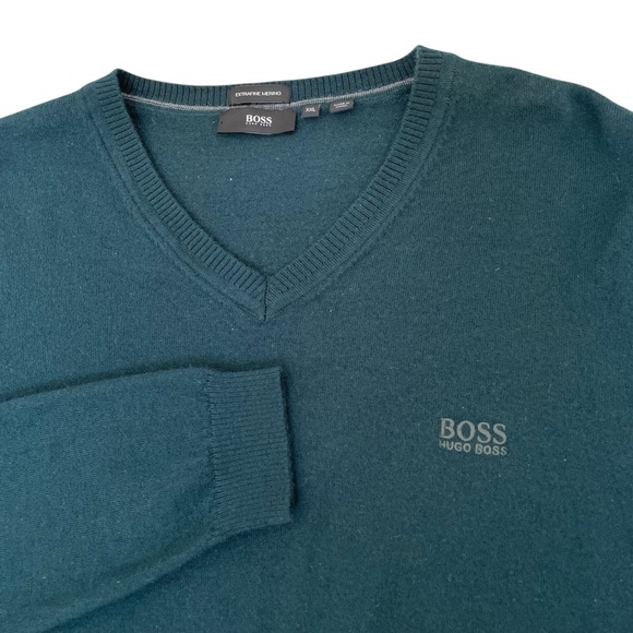 Hugo Boss Sweater Men’s XXL FITS L/XL Extra Fine Merino Wool V Neck - Picture 3 of 12